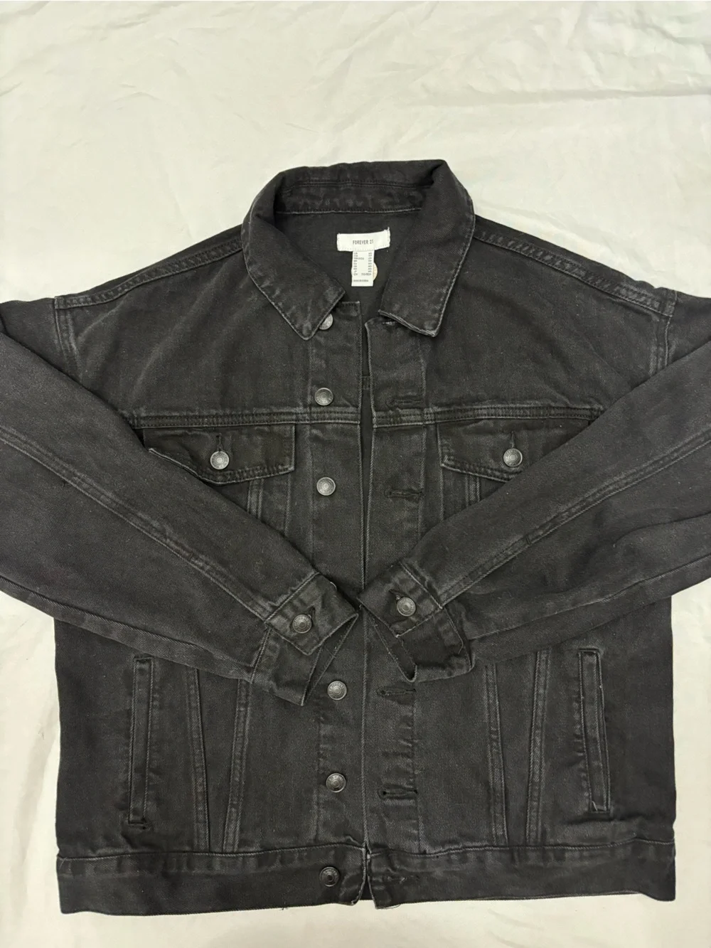 Women's Black Denim Jeans Jacket - Classic Button Front